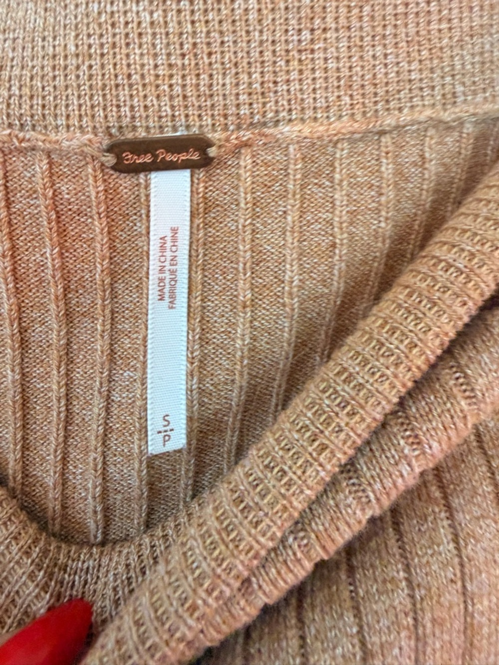 FREE PEOPLE Skyline Midi Sweater Skirt - Caramel Heather - Small - Picture 8 of 9